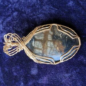 Vintage Handmade Natural Picture Agate Stone Pendant